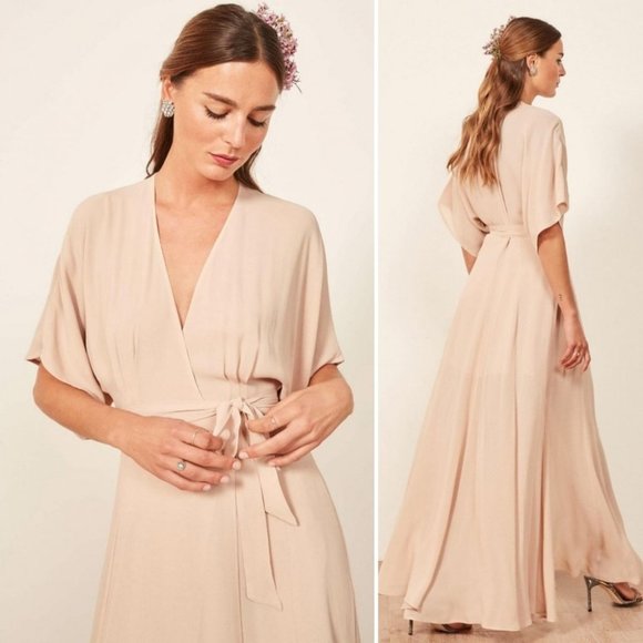 NWT! REFORMATION WINSLOW Bridal Bachelorette Champagne Maxi Dress Size XS
